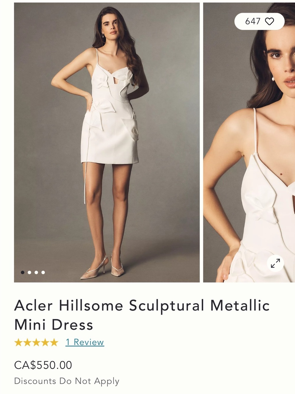 Acler White Sculptural Bow-Detail Mini Dress (pen marks on dress)